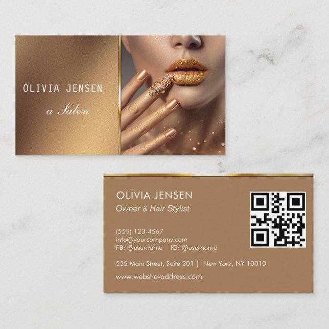 Custom Foto Glitzer Sparkling Nail Beauty Salon Visitenkarte (Vorne/Hinten)