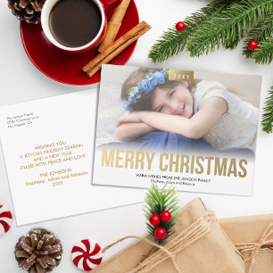 Custom Foto Gold Bold Simple Frohe Weihnachten