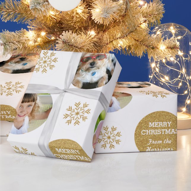 Custom Foto Gold Glitzer Look Geschenkartikel Geschenkpapier (Feiertage)