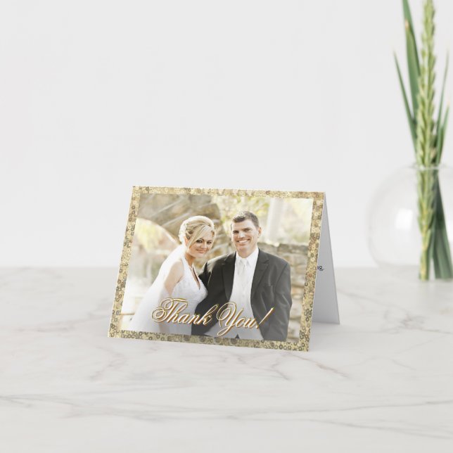 Custom Foto Gold Sequel Vielen Dank Dankeskarte (Vorderseite)