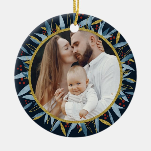 Custom Foto Golden Botany Keramik Ornament (Vorne)