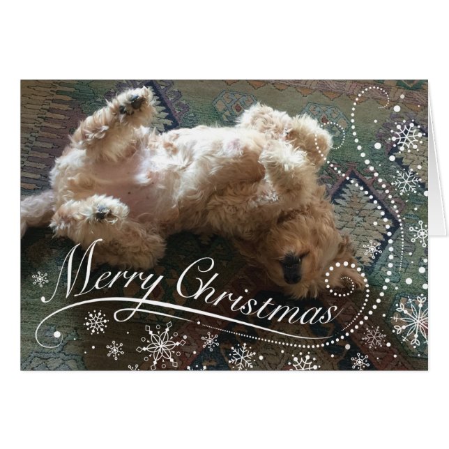 Custom Foto Golden Doodle Frohe Weihnachten (Vorderseite (Horizontal))