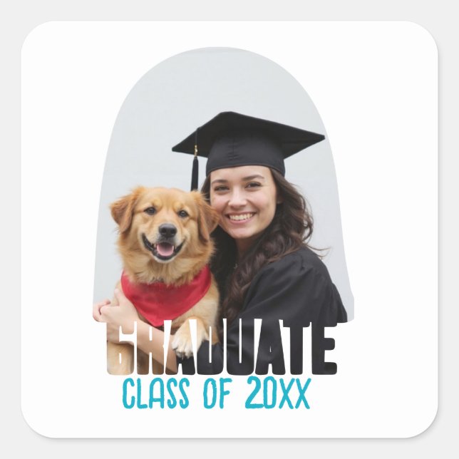 Custom Foto Graduate Arch Abschluss Bevorzugung Quadratischer Aufkleber (Vorderseite)