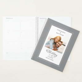Custom Foto Gray White Wedding Elegantes Skript Planer