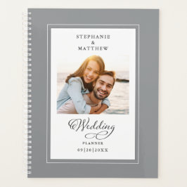 Custom Foto Gray White Wedding Elegantes Skript Planer
