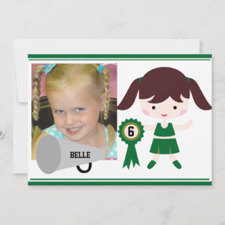 Custom Foto Green Cheerleader Birthday Einladung