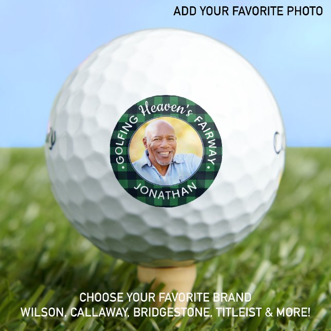 Custom Foto Green Kariert Golfer Memorial Golfball (Von Creator hochgeladen)