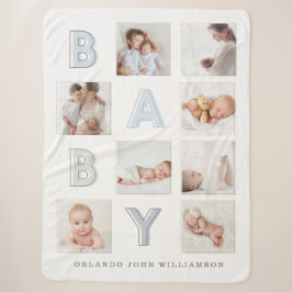 Custom Foto Grid Collage Modern Baby Block Letter Sherpadecke
