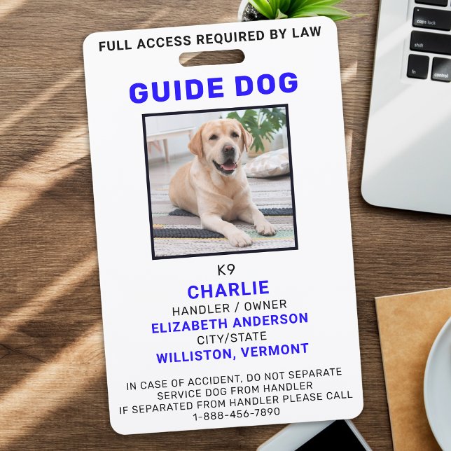 Custom Foto Guide Dog Service Dog ID Badge Ausweis (Von Creator hochgeladen)