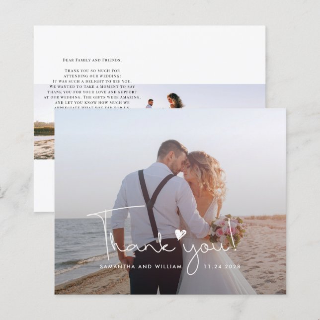 Custom Foto Handgeschriebene Hochzeit Dankeschön K (Vorne/Hinten)