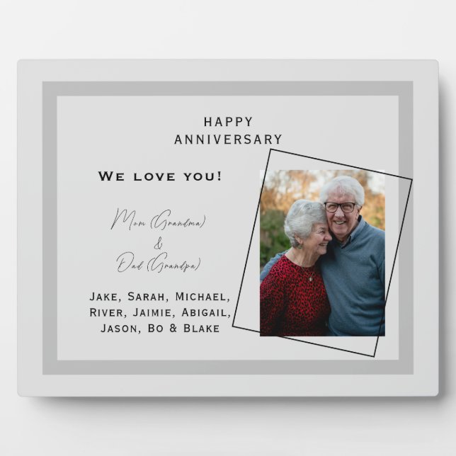 Custom Foto Happy Anniversary Großeltern Fotoplatte (Vorderseite)