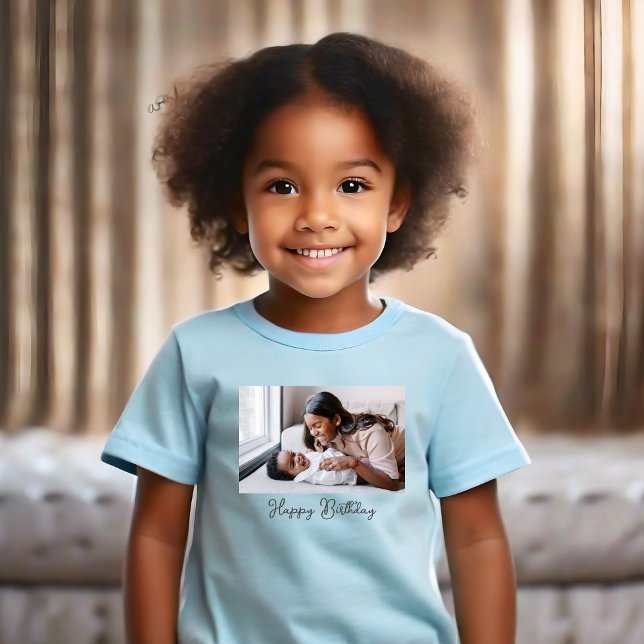 Custom Foto Happy Birthday Baby T-shirt (Von Creator hochgeladen)
