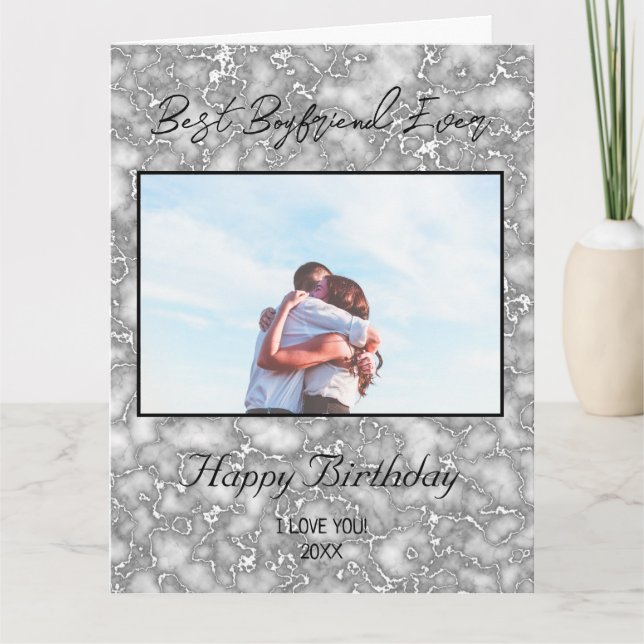 Custom Foto Happy Birthday Best Boyfrien jemals Karte (Vorderseite)