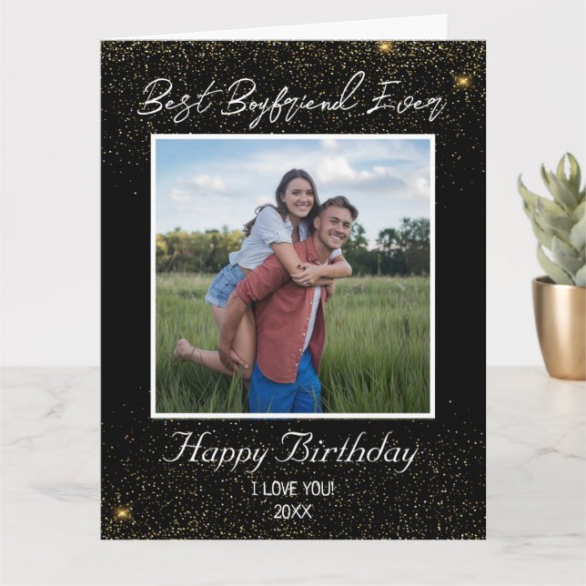 Custom Foto Happy Birthday Best Boyfrien jemals Karte (Kleine Pflanze)