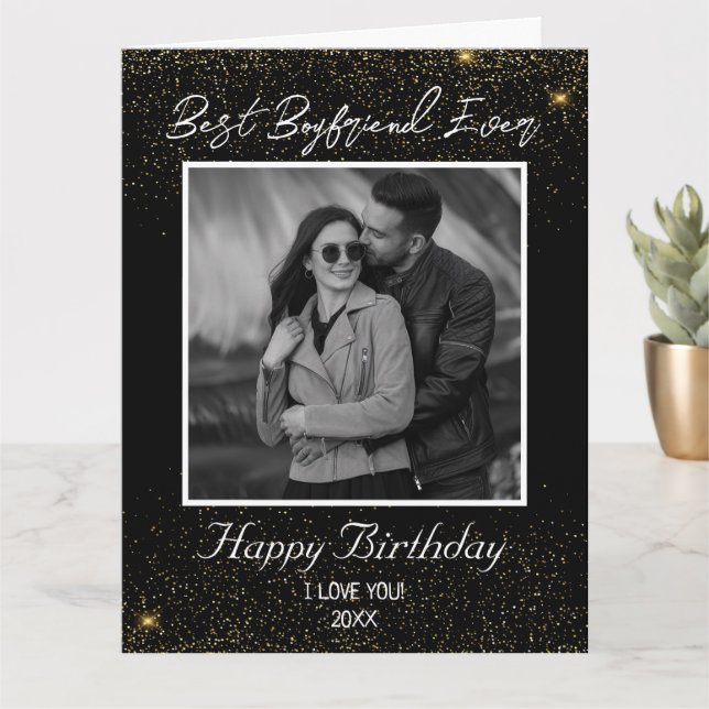 Custom Foto Happy Birthday Best Boyfrien jemals Karte (Kleine Pflanze)