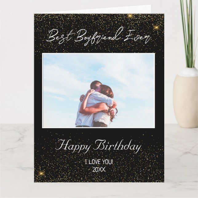 Custom Foto Happy Birthday Best Boyfrien jemals Karte (Vorderseite)