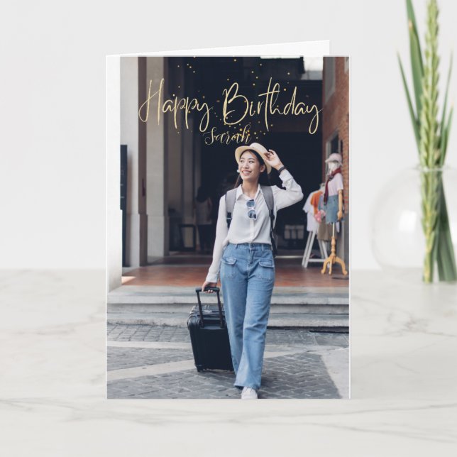 Custom Foto Happy Birthday Card Ankündigung (Vorderseite)