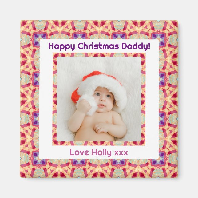 Custom Foto Happy Christmas Jolly Daddy Vater Papa Magnet (Vorne)