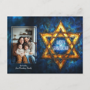 Custom Foto Happy Hanukkah ✡️, Star von David Postkarte