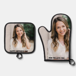 Custom Foto Happy Mother Day Ofenhandschuh & Topflappen-Set