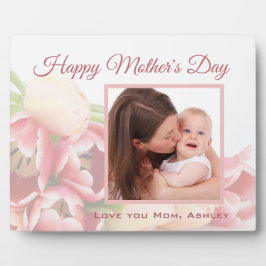 Custom Foto Happy Mother's Day Peach Floral Fotoplatte