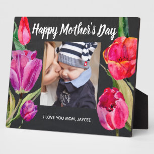 Custom Foto Happy Mother's Day Tulip Florals Fotoplatte