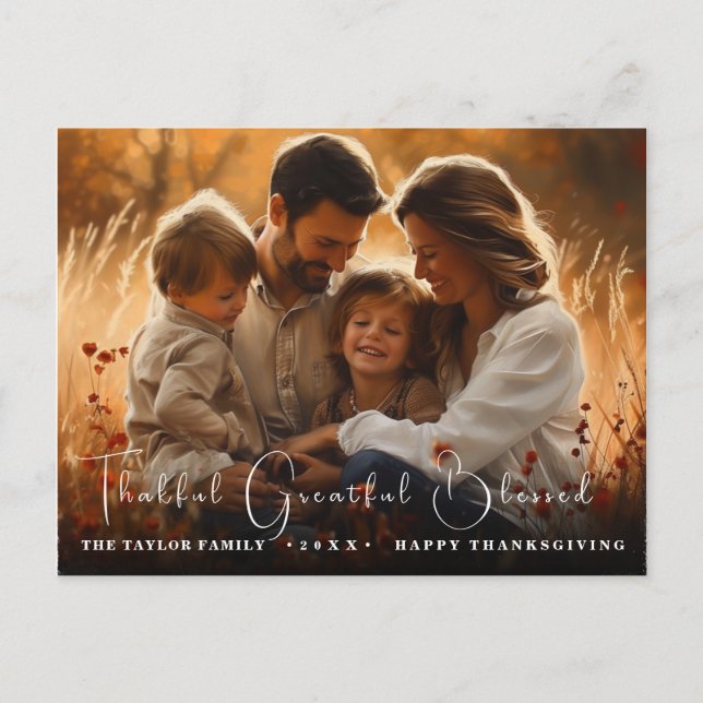 Custom Foto Happy Thanksgiving Postkarte (Vorderseite)