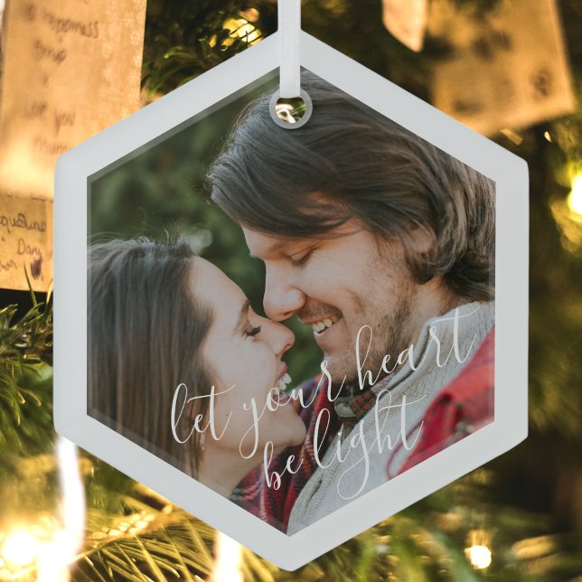 Custom Foto Hexagon Glas Weihnachtsbaum Ornament (Von Creator hochgeladen)