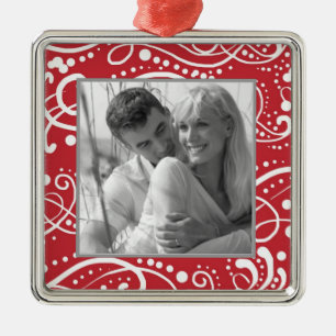 Custom Foto Holiday Ornaments Silbernes Ornament