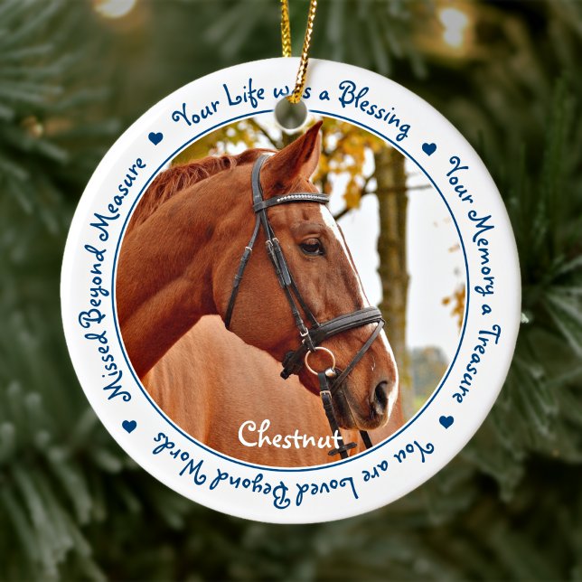 Custom Foto Horse Memorial Keramik Ornament (Von Creator hochgeladen)