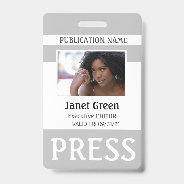Custom Foto ID Journalist Press Pass Ausweis (Vorderseite)