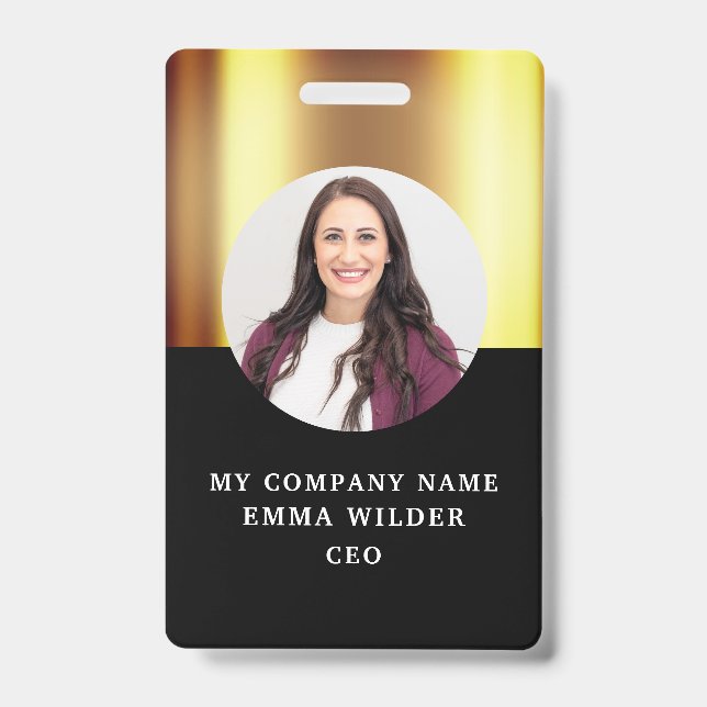 Custom Foto ID Metallic Gold Black Ausweis (Vorderseite)