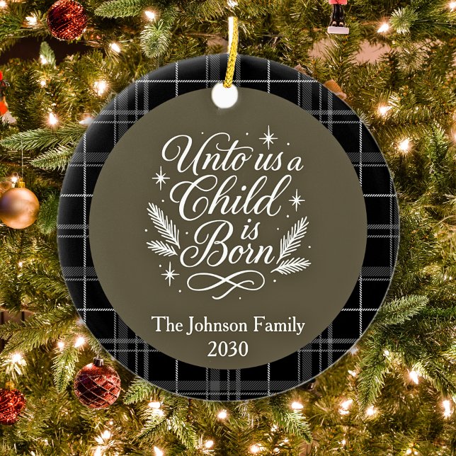 Custom Foto Isaiah 9 6 Weihnachten Keramik Ornament (Custom Photo Isaiah 9 6 Christmas Ceramic Ornament)