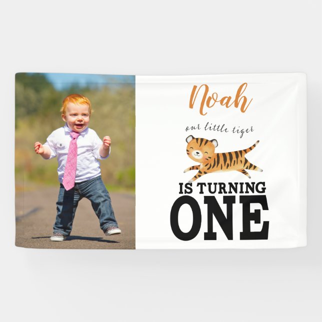 Custom Foto Jungle Safari Wild One erster Geburtst Banner (Horizontal)