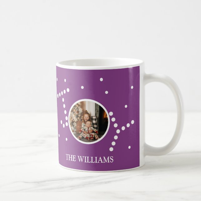 Custom Foto Lila Weihnachtsfeiertag Kaffeetasse (Rechts)