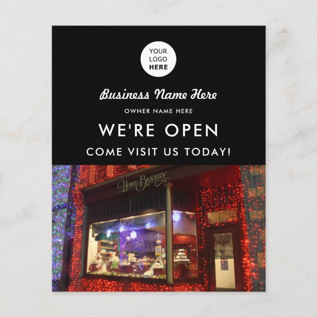 Custom Foto Logo Grand Opening Bakery Shop Black Flyer (Vorne)