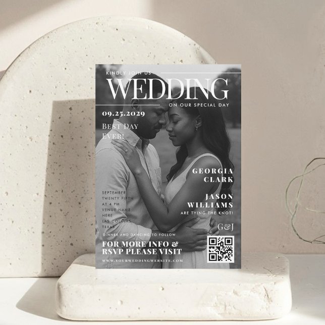 Custom Foto Magazine Cover Unique Wedding Einladung (Von Creator hochgeladen)