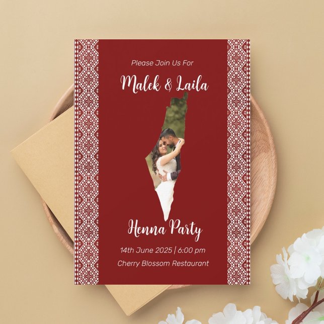 Custom Foto Map Palästina Red Henna Zeichen Einladung (Von Creator hochgeladen)