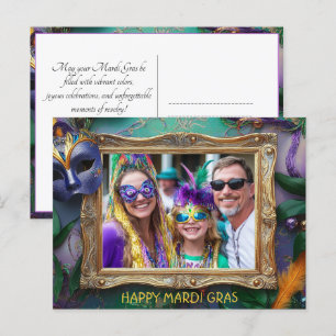 Custom Foto Mardi Gras Chaos Frame Postkarte