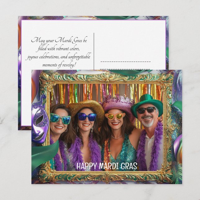 Custom Foto Mardi Gras Magie Postkarte (Vorne/Hinten)