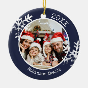 Custom Foto Marine Snowflake Circle Ornament