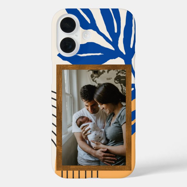Custom Foto Matisse Abstrakt Botanical Blue iPhone 16 Hülle (Rückseite)