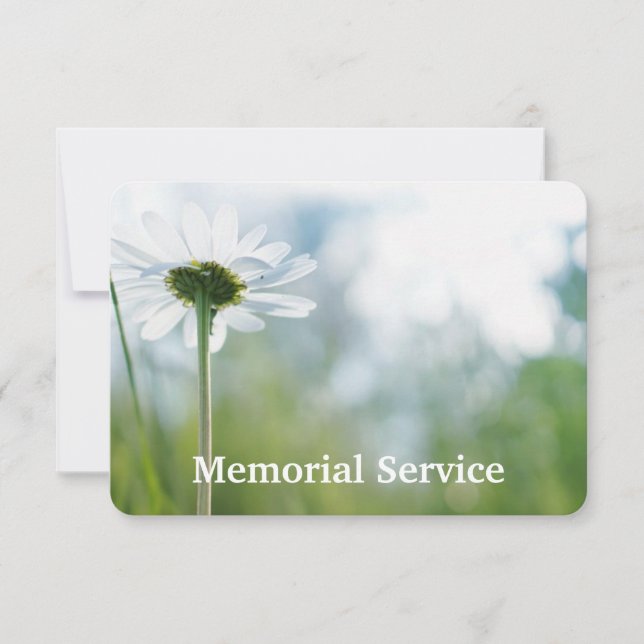 Custom Foto Memorial Service laden White Daisy ein Einladung (Vorderseite)