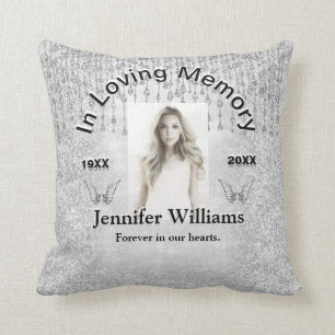 Custom Foto Memorial Silver Angel Tees Kissen