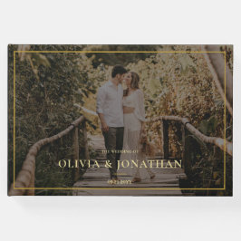 Custom Foto Minimal Black Gold Hochzeit Gästebuch