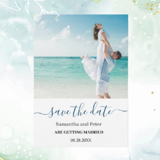 Custom Foto Moden Beach Save the Date Ankündigung (Create lasting memories with our custom photo modern beach save the date announcements.  )
