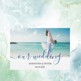 Custom Foto Modern Beach Hochzeit RSVP Karte