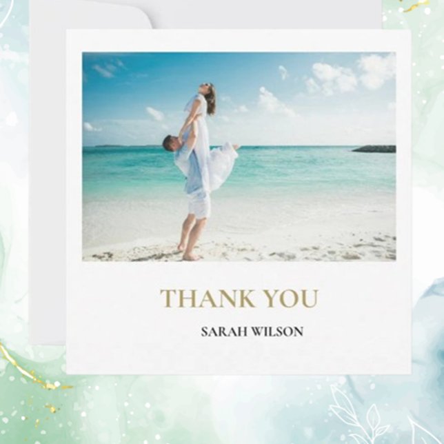 Custom Foto Modern Beach Hochzeit Vielen Dank (Express heartfelt gratitude with a custom photo modern beach wedding thank you card.  )