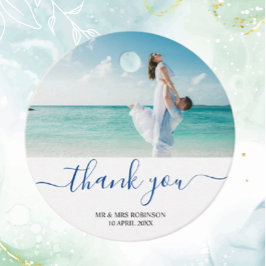Custom Foto Modern Beach Wedding danke Ihnen Thema Geschenkanhänger