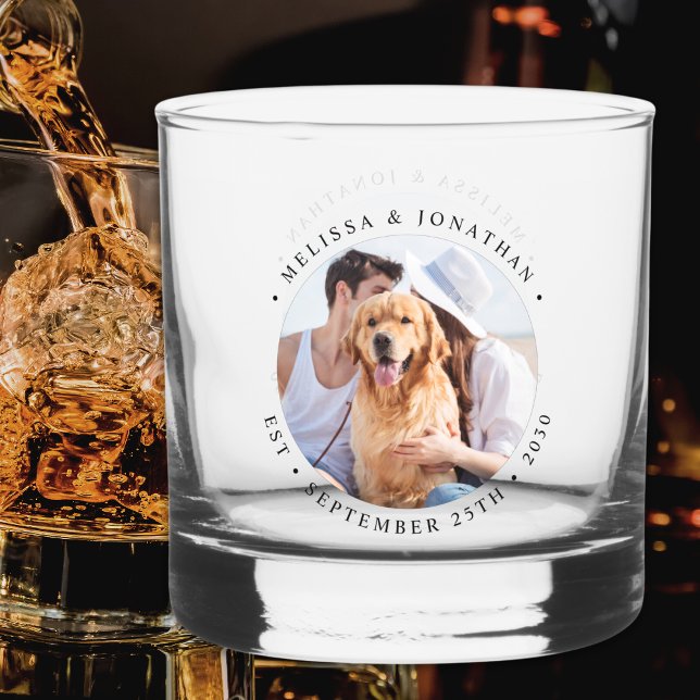 Custom Foto Moderne Elegante Hochzeit Whiskyglas (Von Creator hochgeladen)